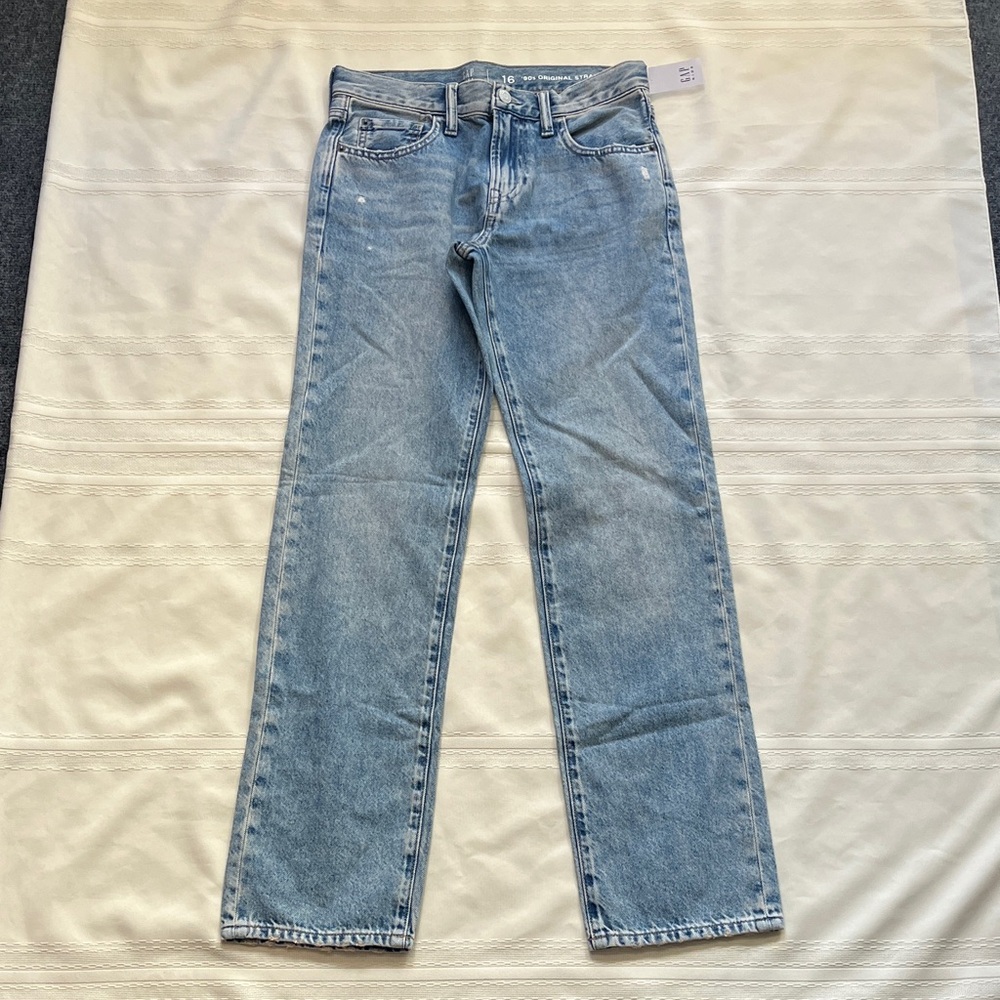 GAP Light Blue 90s original Straight Jeans Sz 16 NWT soft denim